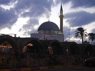 Al Jazzer mosque in Acco at dusk