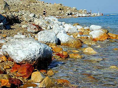 Dead Sea rocks covered with salt