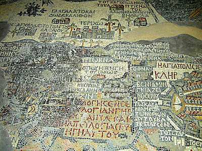 Map Of Jerusalem And Bethlehem. Medeba map, north of Jerusalem