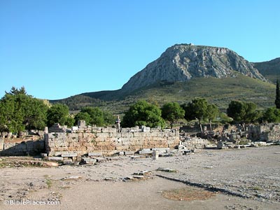 Corinth-bema-and-Acrocorinth,-tb050803071-bibleplaces